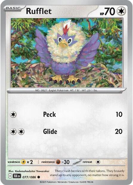 Rufflet (077/086) (Reverse Holo) [Scarlet & Violet: Black Bolt] | Total Play