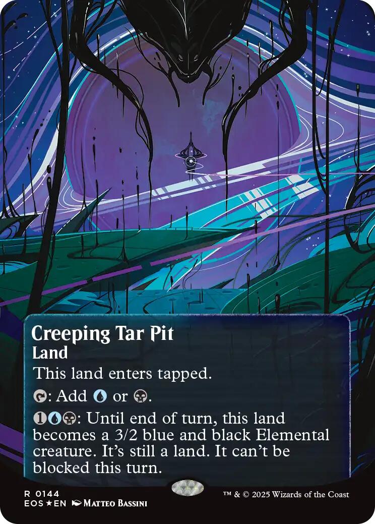 Creeping Tar Pit (0144) (Borderless) (Galaxy Foil) [Edge of Eternities: Stellar Sights] | Total Play