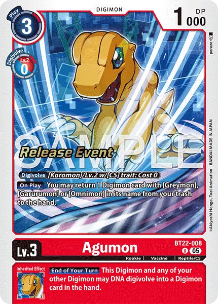 Agumon [BT22-008] [Cyber Eden Release Event Cards] | Total Play