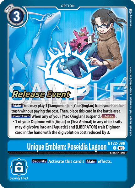 Unique Emblem: Poseidia Lagoon [BT22-096] [Cyber Eden Release Event Cards] | Total Play