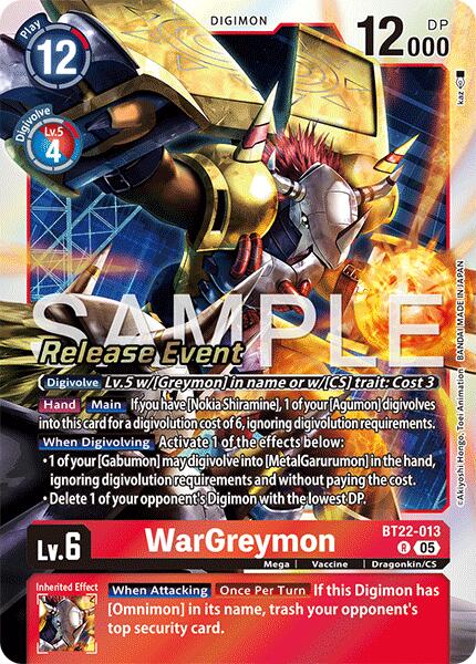 WarGreymon [BT22-013] [Cyber Eden Release Event Cards] | Total Play