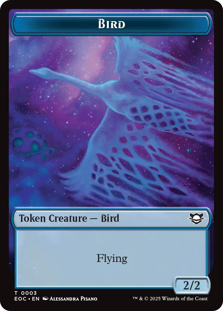 Bird // Golem (0012) Double-Sided Token [Edge of Eternities Commander Tokens] | Total Play