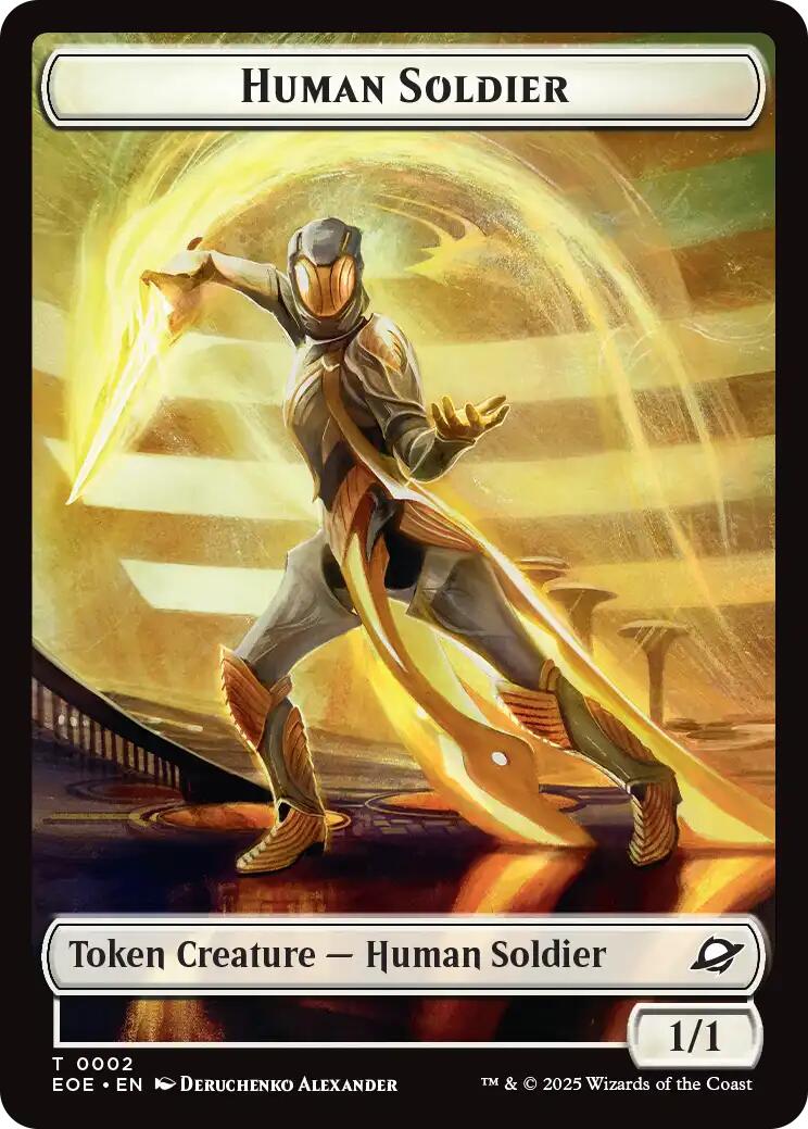Human Soldier // Lander (0008) Double-Sided Token [Edge of Eternities Tokens] | Total Play