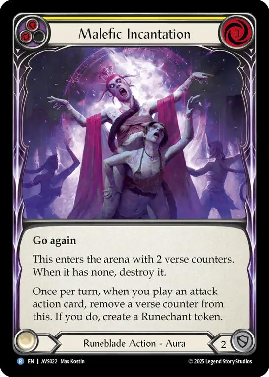Malefic Incantation (Yellow) [AVS022] (Armory Deck: Legends Viserai) | Total Play