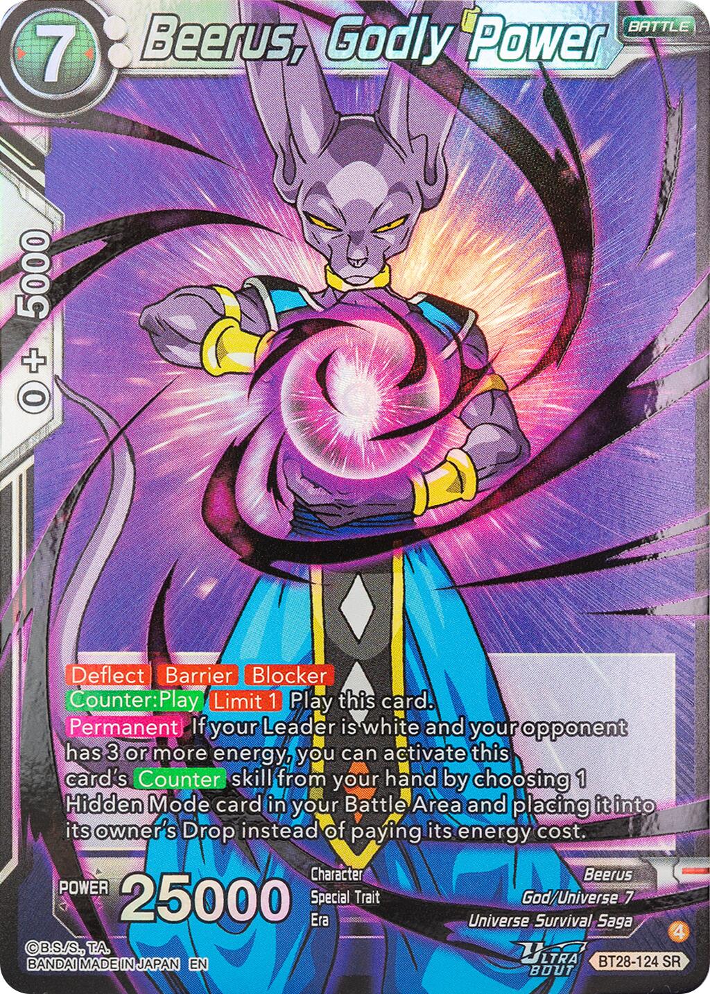 Beerus, Godly Power (BT28-124) [Prismatic Clash] | Total Play