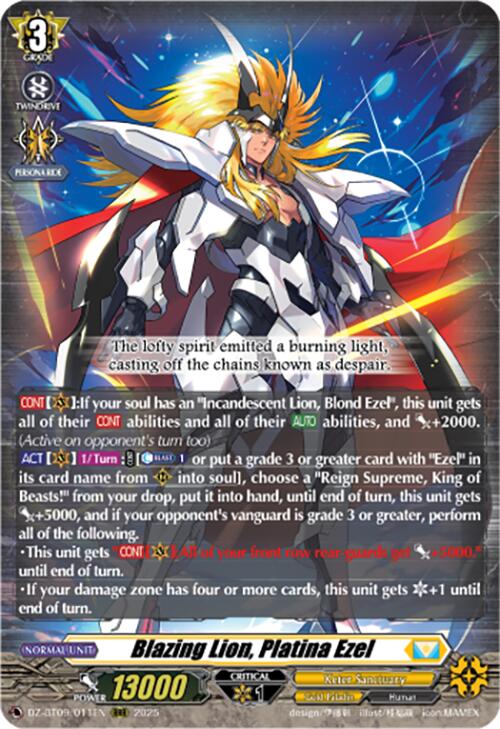Blazing Lion, Platina Ezel (DZ-BT09/011EN) [Super Brave Detonation] | Total Play