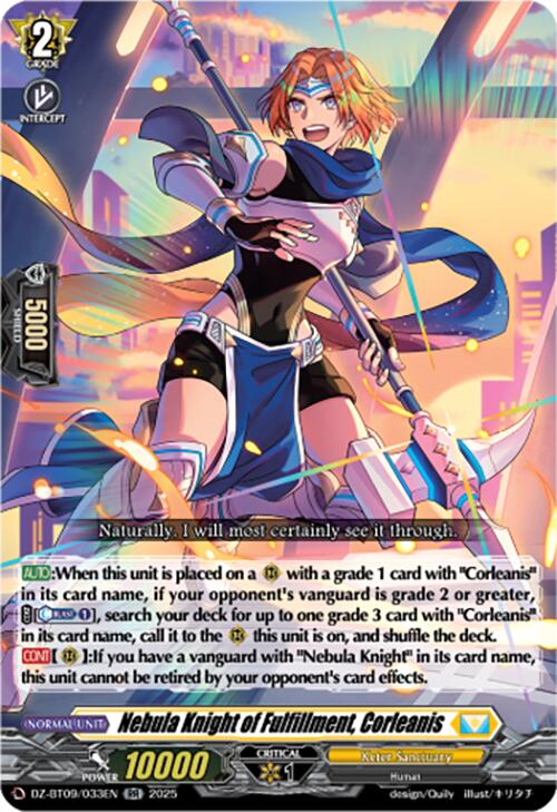 Nebula Knight of Fulfillment, Corleanis (DZ-BT09/033EN) [Super Brave Detonation] | Total Play