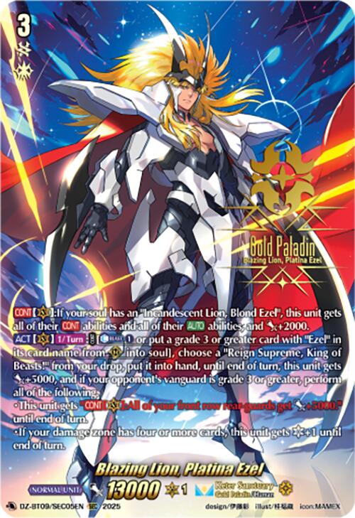 Blazing Lion, Platina Ezel (DZ-BT09/SEC05EN) [Super Brave Detonation] | Total Play