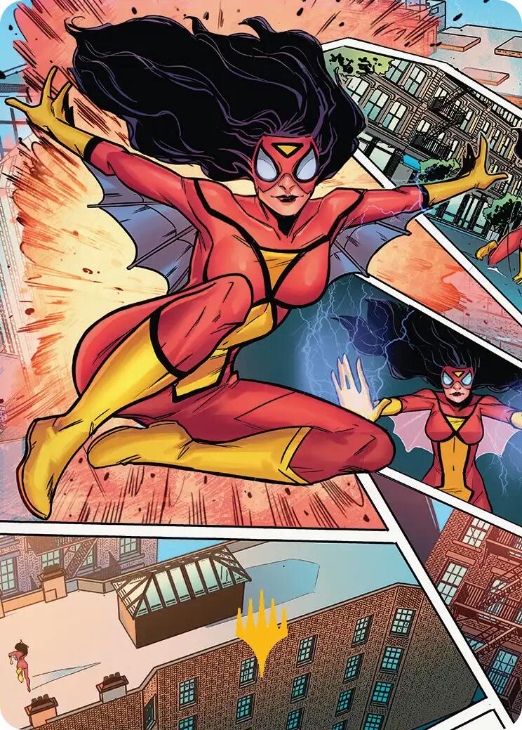 Spider-Woman, Stunning Savior Art Card (Gold-Stamped Planeswalker Symbol) [Marvel's Spider-Man Art Series] | Total Play