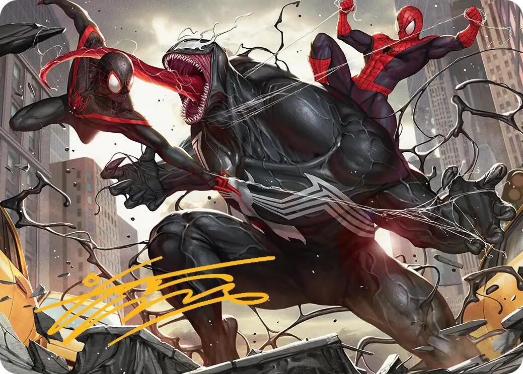 Terrific Team-Up Art Card (Gold-Stamped Signature) [Marvel's Spider-Man Art Series] | Total Play