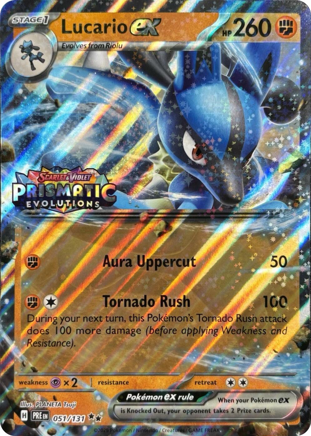 Lucario ex (051/131) (Prismatic Evolutions Stamp) [Miscellaneous Cards] | Total Play