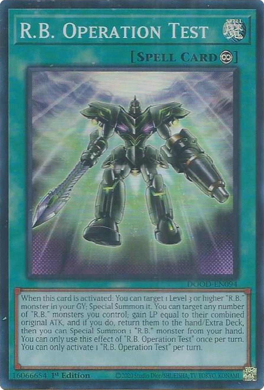 R.B. Operation Test [DOOD-EN094] Super Rare | Total Play