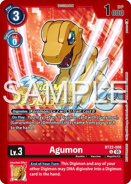 Agumon [BT22-008] (Judge Pack 2025 Wave 2) [Cyber Eden] | Total Play