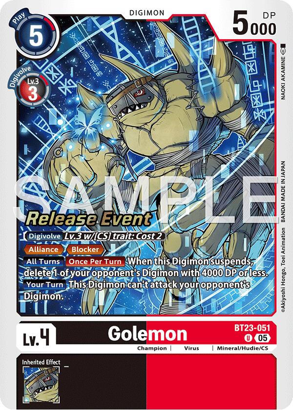 Golemon [BT23-051] [Hackers' Slumber Release Event Cards] | Total Play