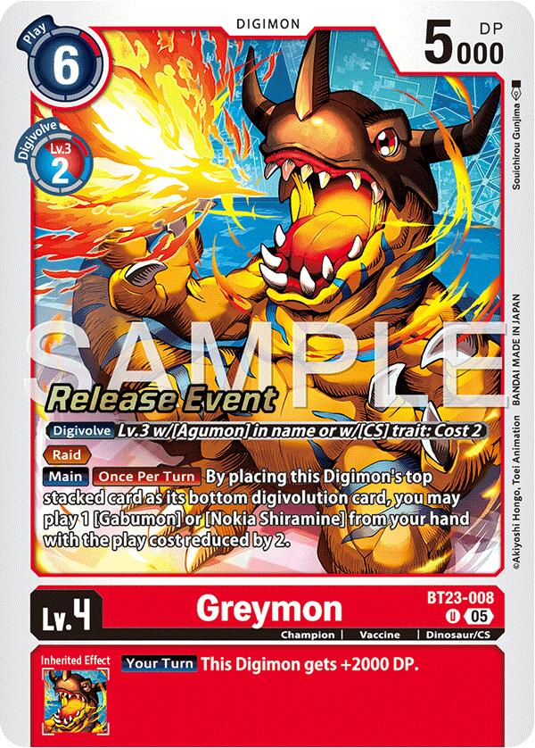 Greymon [BT23-008] [Hackers' Slumber Release Event Cards] | Total Play
