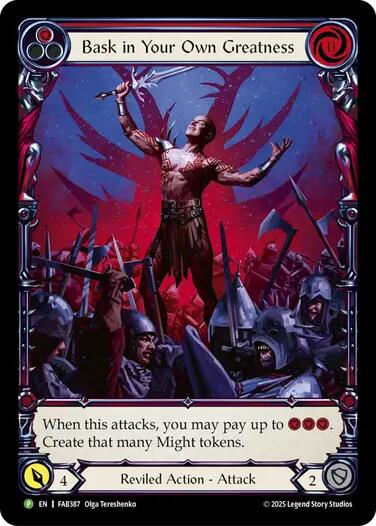 Bask in Your Own Greatness (Red) [FAB387] (Promo)  Rainbow Foil | Total Play