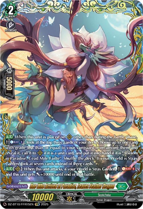 One Who Arrived at Paradise, Leaves Feather Dragon (FFR) (DZ-BT10/FFR15EN) [Dragonsoul Resonance] | Total Play