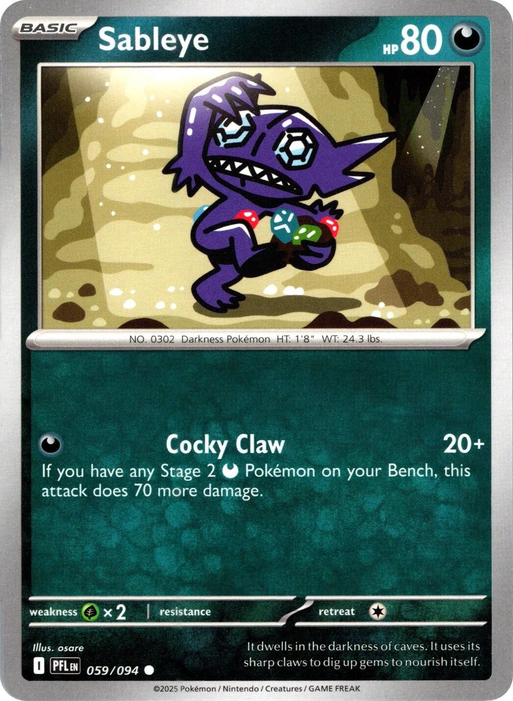 Sableye (059/094) (Reverse Holo) [Mega Evolution: Phantasmal Flames] | Total Play