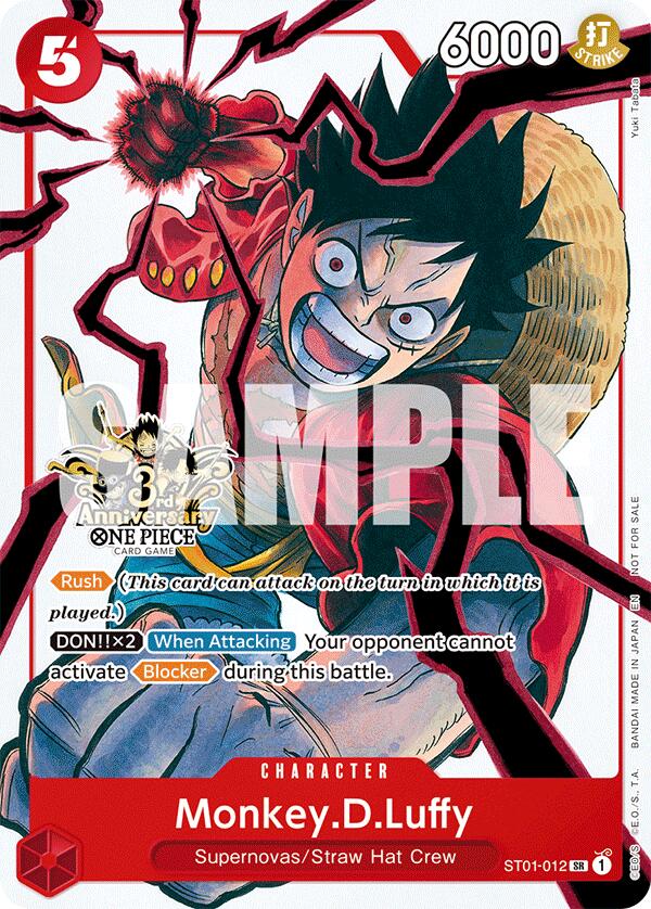 Monkey.D.Luffy (ST01-012) (3rd Anniversary Tournament 3 Brothers Pack) [Carrying On His Will: 3rd Anniversary Tournament Cards] | Total Play