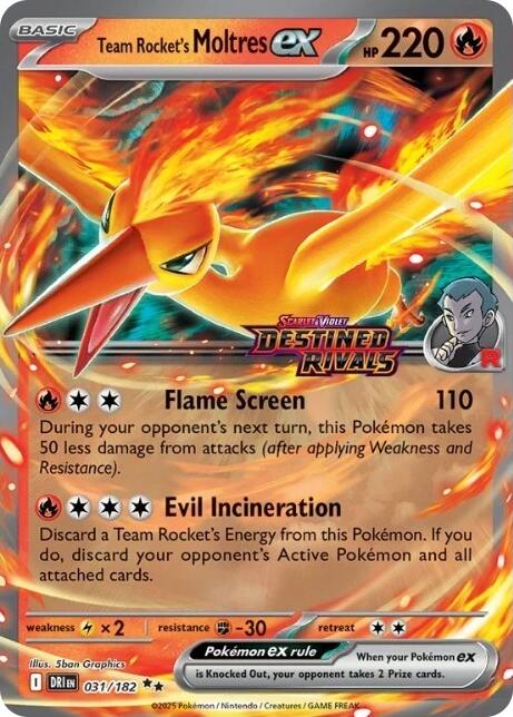 Team Rocket's Moltres ex (031/182) (Destined Rivals Stamp) [Miscellaneous Cards] | Total Play