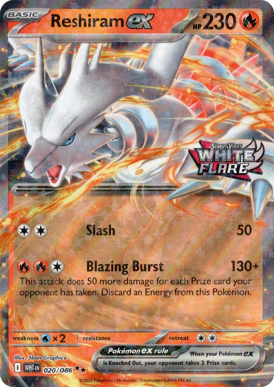 Reshiram ex (020/086) (White Flare Stamped) [Miscellaneous Cards] | Total Play