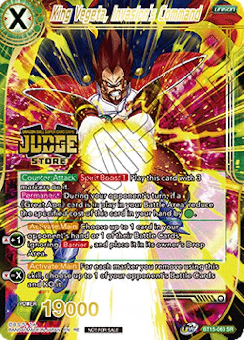 King Vegeta, Invasion's Command (Judge Pack Vol.18) (Store) (BT15-063) [Judge Promotion Cards] | Total Play
