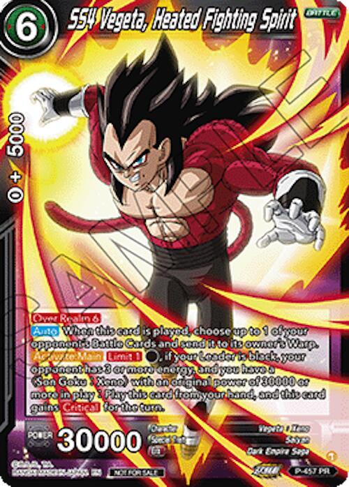 SS4 Vegeta, Heated Fighting Spirit (Ultra-Bout Series Tournament Pack Vol.1) (P-457) [Tournament Promotion Cards] | Total Play
