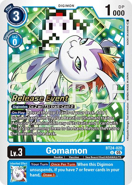 Gomamon [BT24-020] [Time Stranger Release Events Cards] | Total Play
