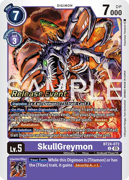 SkullGreymon [BT24-072] [Time Stranger Release Events Cards] | Total Play