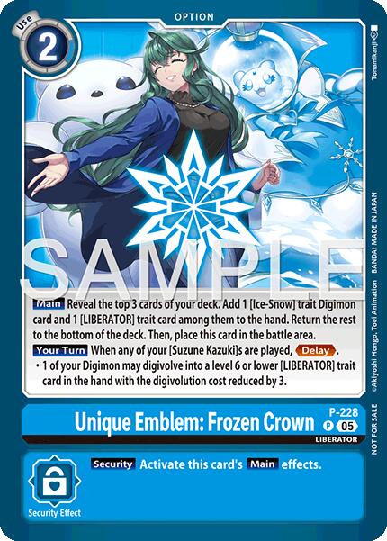 Unique Emblem: Frozen Crown [P-228] (Dawn of Liberator Box Topper) [Promotional Cards] | Total Play