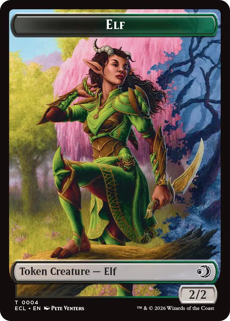 Elf // Treasure Double-Sided Token [Lorwyn Eclipsed Tokens] | Total Play