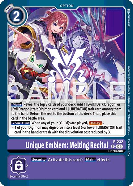 Unique Emblem: Melting Recital [P-232] (Dawn of Liberator Box Topper) [Promotional Cards] | Total Play