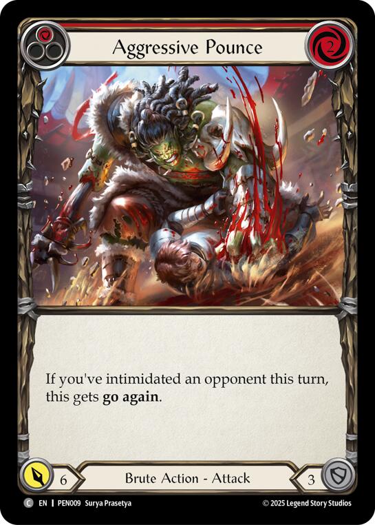 Aggressive Pounce (Red) (Rainbow Foil) [PEN009] (Compendium of Rathe)  Rainbow Foil | Total Play