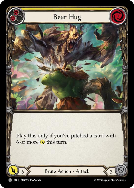 Bear Hug (Yellow) (Rainbow Foil) [PEN013] (Compendium of Rathe)  Rainbow Foil | Total Play