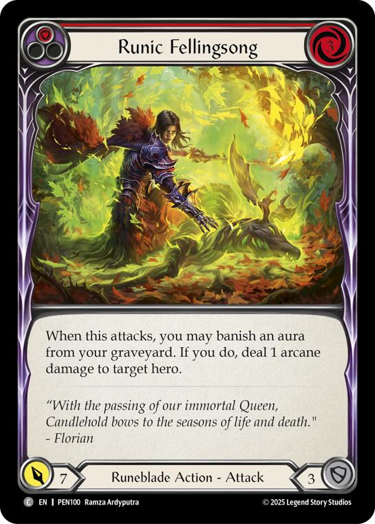 Runic Fellingsong (Red) (Rainbow Foil) [PEN100] (Compendium of Rathe)  Rainbow Foil | Total Play