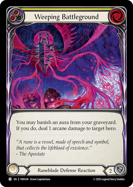 Weeping Battleground (Yellow) (Rainbow Foil) [PEN104] (Compendium of Rathe)  Rainbow Foil | Total Play