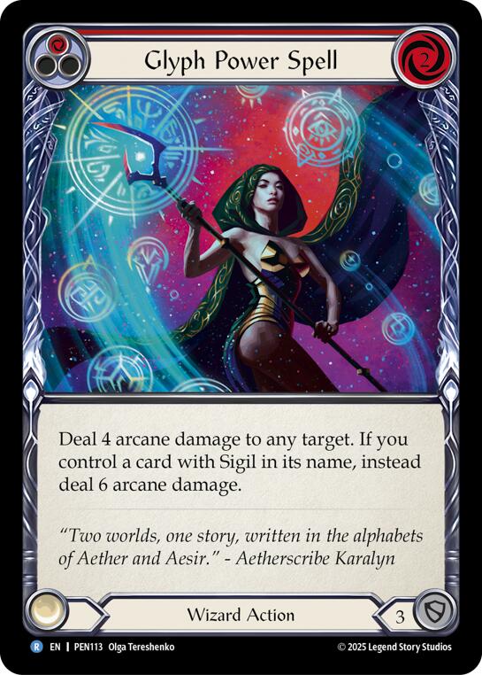 Glyph Power Spell (Red) (Rainbow Foil) [PEN113] (Compendium of Rathe)  Rainbow Foil | Total Play