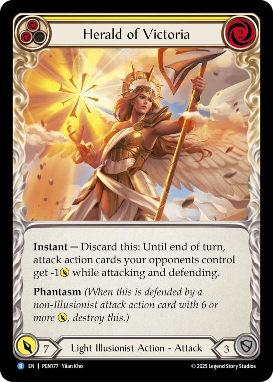 Herald Of Victoria (Yellow) (Rainbow Foil) [PEN177] (Compendium of Rathe)  Rainbow Foil | Total Play