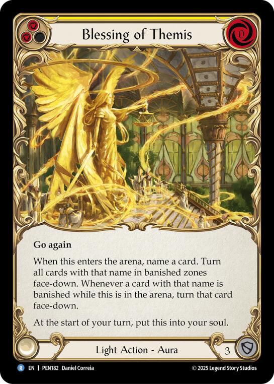 Blessing Of Themis (Yellow) (Rainbow Foil) [PEN182] (Compendium of Rathe)  Rainbow Foil | Total Play