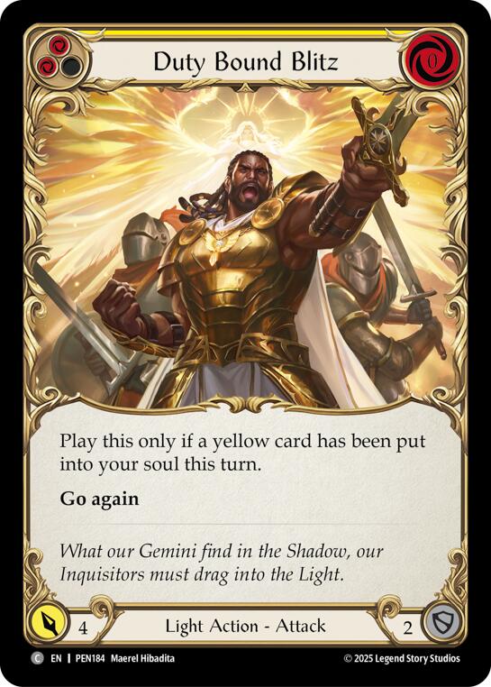 Duty Bound Blitz (Yellow) (Rainbow Foil) [PEN184] (Compendium of Rathe)  Rainbow Foil | Total Play