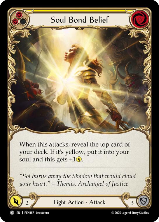 Soul Bond Belief (Yellow) (Rainbow Foil) [PEN187] (Compendium of Rathe)  Rainbow Foil | Total Play