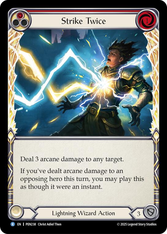 Strike Twice (Red) (Rainbow Foil) [PEN238] (Compendium of Rathe)  Rainbow Foil | Total Play