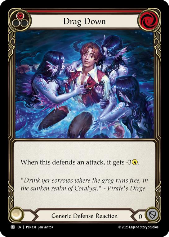 Drag Down (Red) (Rainbow Foil) [PEN331] (Compendium of Rathe)  Rainbow Foil | Total Play