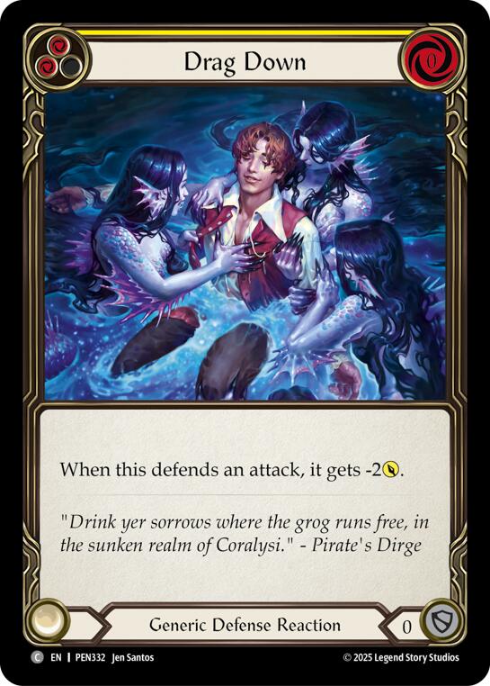 Drag Down (Yellow) (Rainbow Foil) [PEN332] (Compendium of Rathe)  Rainbow Foil | Total Play