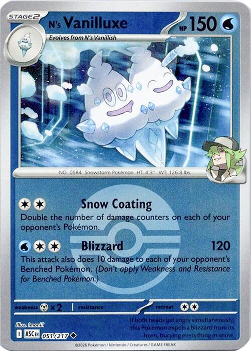 N's Vanilluxe (051/217) (Poke Ball) [Mega Evolution: Ascended Heroes] | Total Play