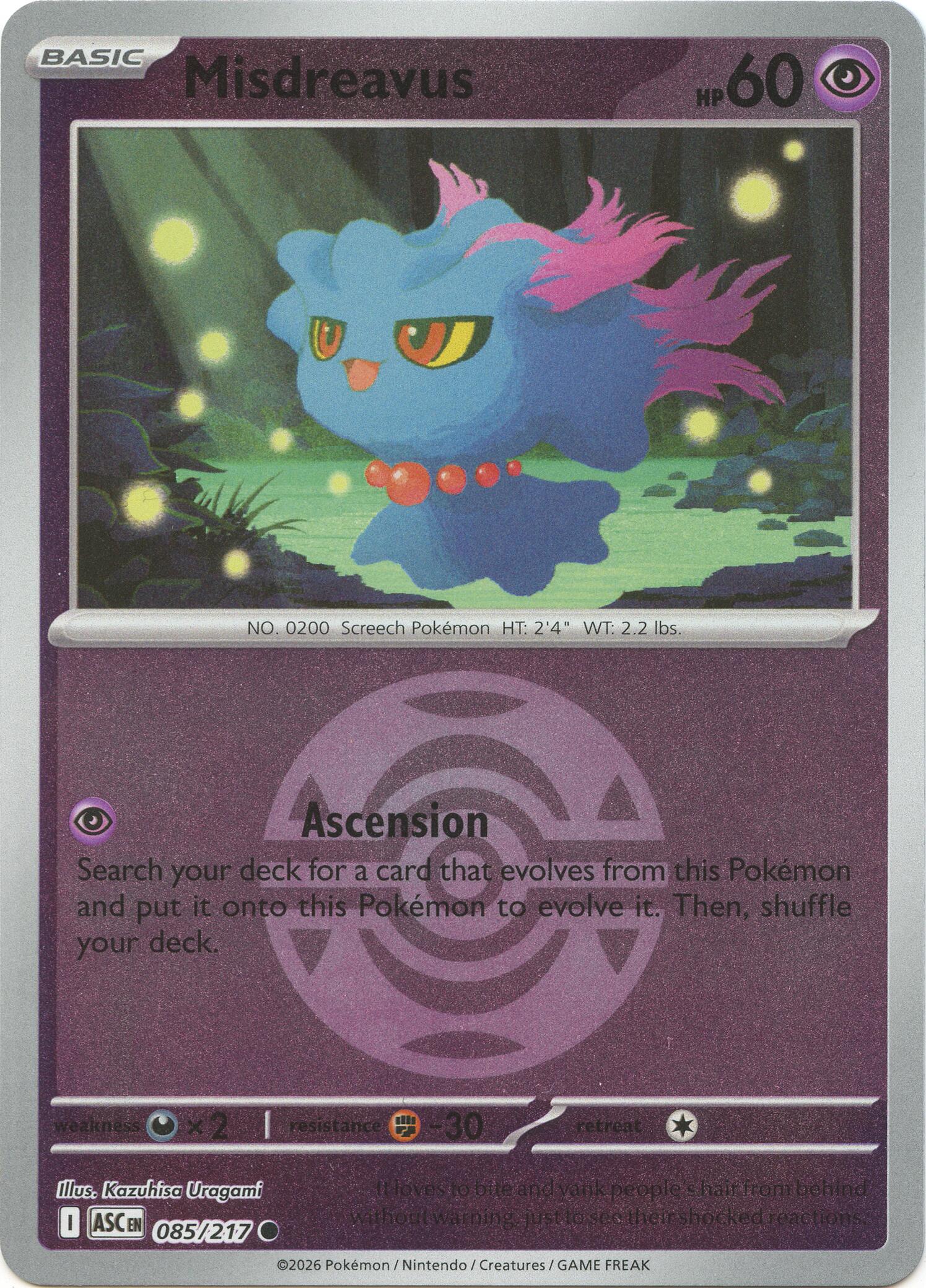 Misdreavus (085/217) (Dusk Ball) [Mega Evolution: Ascended Heroes] | Total Play