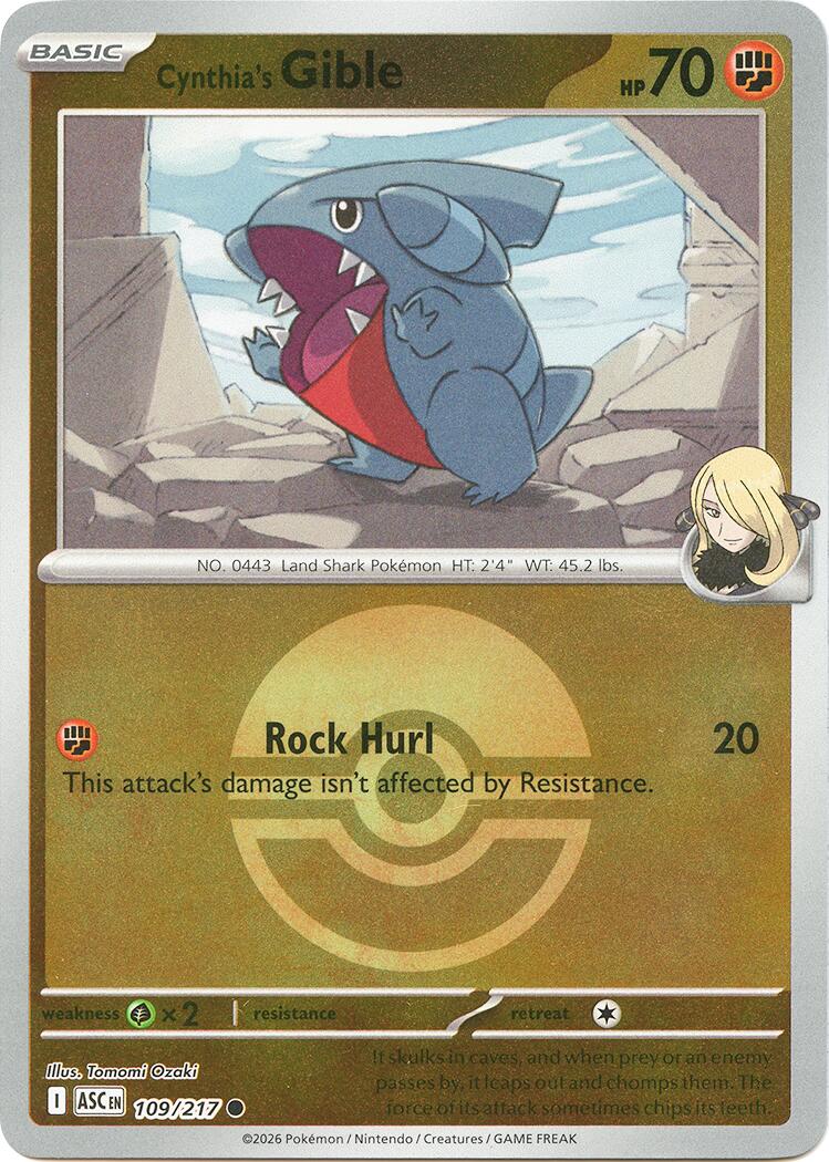 Cynthia's Gible (109/217) (Poke Ball) [Mega Evolution: Ascended Heroes] | Total Play