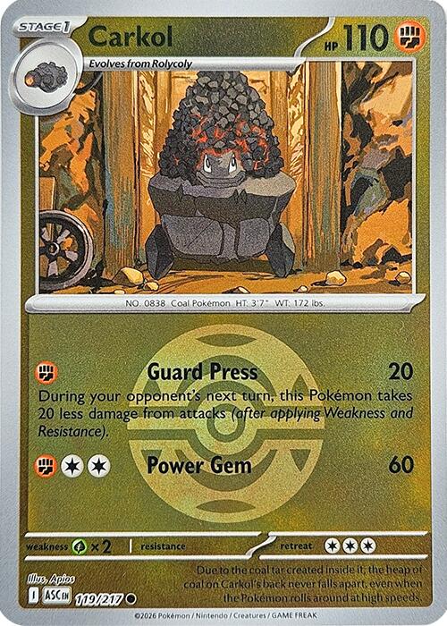 Carkol (119/217) (Dusk Ball) [Mega Evolution: Ascended Heroes] | Total Play