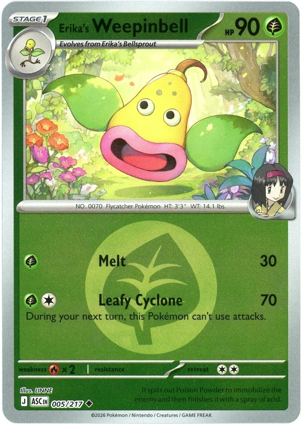 Erika's Weepinbell (005/217) (Energy Symbol Pattern) [Mega Evolution: Ascended Heroes] | Total Play
