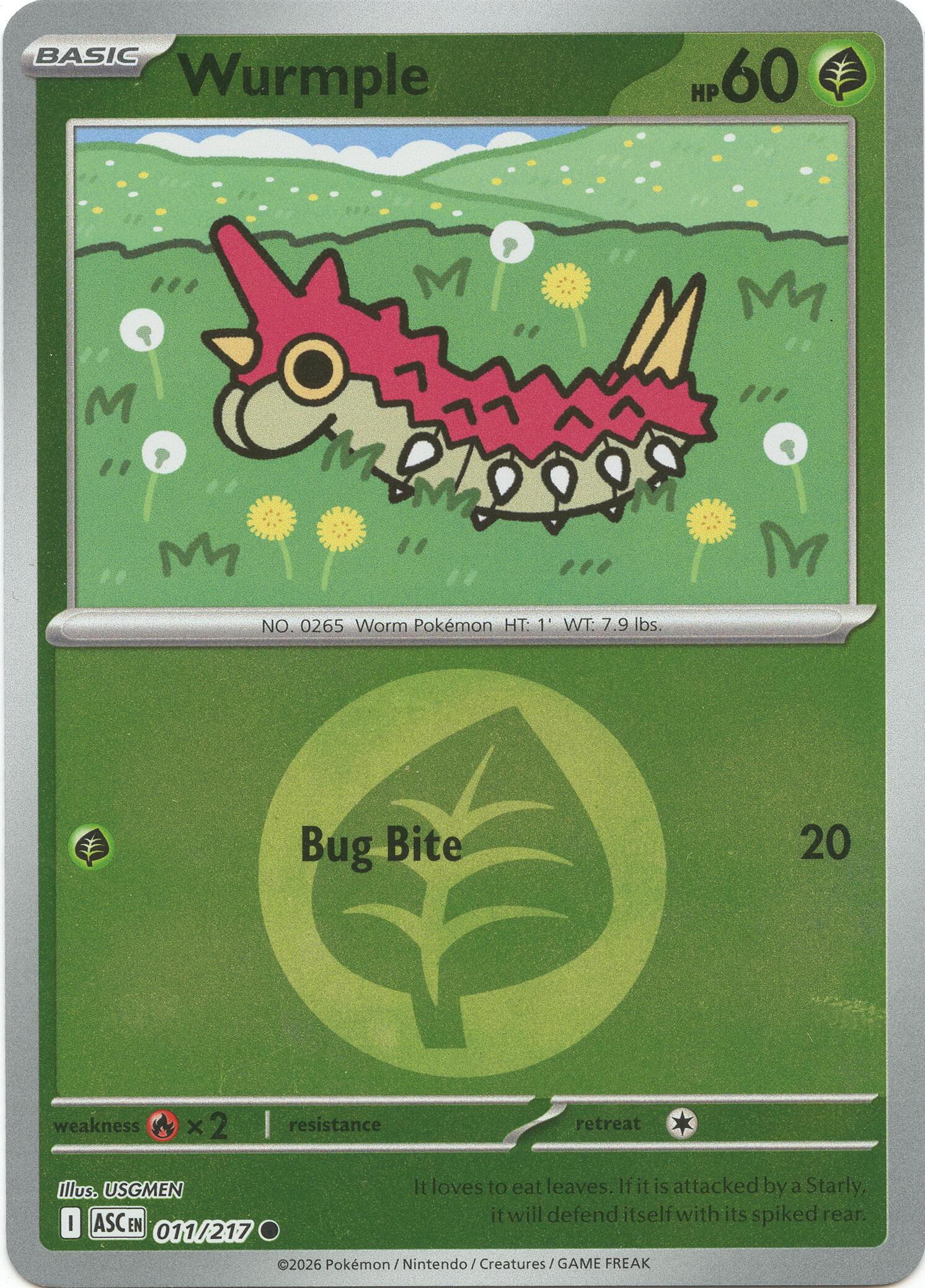 Wurmple (011/217) (Energy Symbol Pattern) [Mega Evolution: Ascended Heroes] | Total Play
